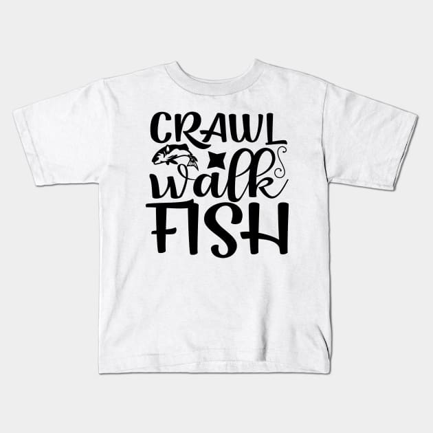 Wishing I Was Fishing - Less Talk More Fishing - Gift For Fishing Lovers, Fisherman - Black And White Simple Font Kids T-Shirt by Famgift